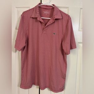 Vineyard Vines performance polo, red and white stripes, size medium